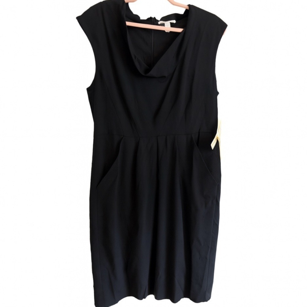 Kenneth Cole New York Black Sleeveless Cowl Neck Midi Dress- MSRP $119 NWT Sz 14